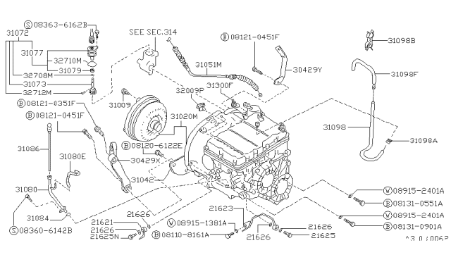 1988 Nissan Pulsar NX Automatic Transmission Assembly Diagram for 31020-15X60