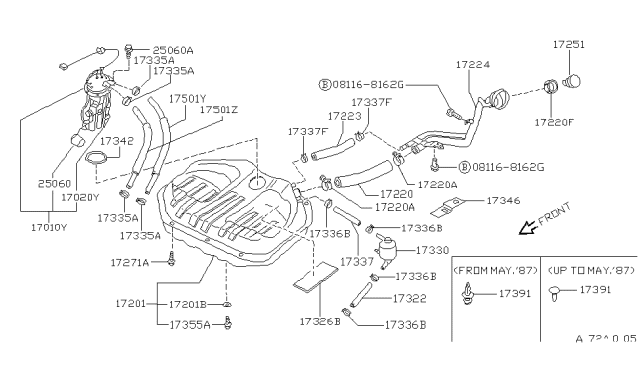 1988 Nissan Pulsar NX Fuel Tank Diagram