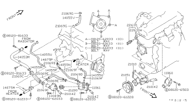 1989 Nissan Pulsar NX Water Pump, Cooling Fan & Thermostat Diagram 4