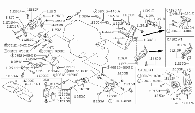 1989 Nissan Pulsar NX Stopper-Rubber,Engine Mounting Diagram for 11215-50A05