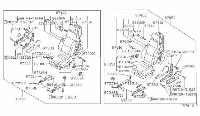 1989 Nissan Pulsar NX Cushion Assembly-Seat L Diagram for 87350-85M60