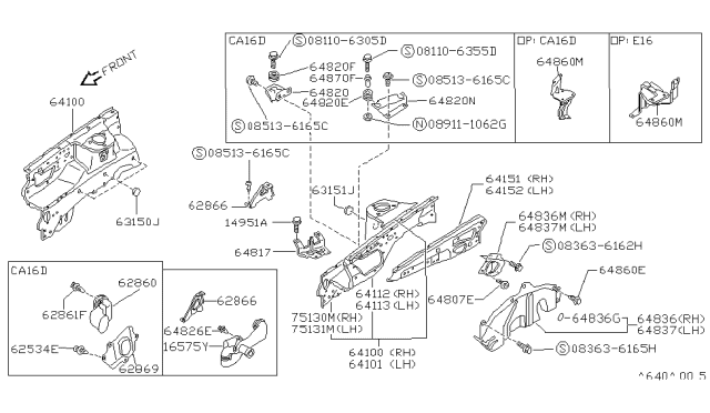 1987 Nissan Pulsar NX Hood Ledge & Fitting Diagram