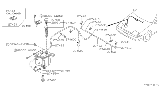 1987 Nissan Pulsar NX Cap-Windshield Washer Tank Diagram for 28913-55A15