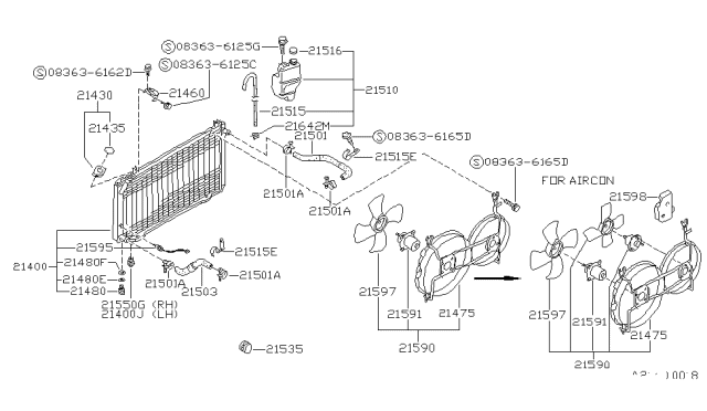 1990 Nissan Pulsar NX Radiator,Shroud & Inverter Cooling Diagram 2