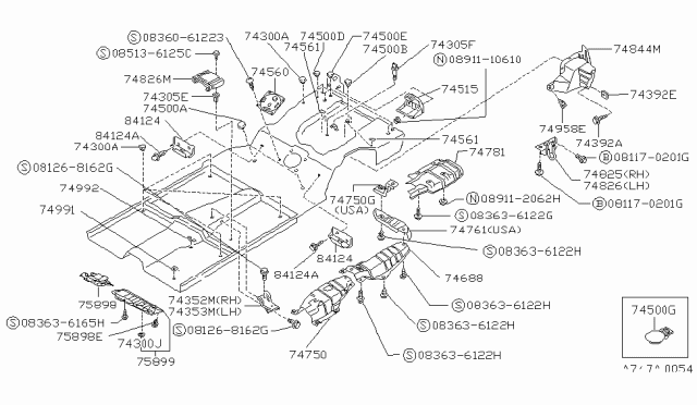 1988 Nissan Pulsar NX INSULATOR Heat Front Diagram for 74758-53A00