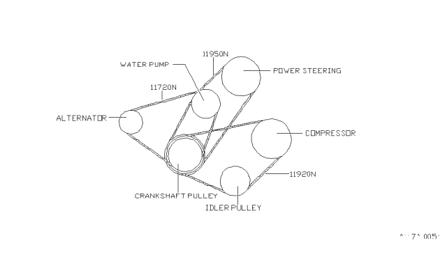 1989 Nissan Pulsar NX Serpentine Belt Diagram for 11720-D4017