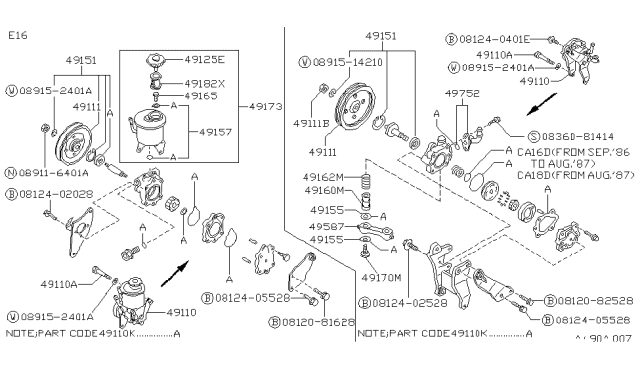 1987 Nissan Pulsar NX Reservoir Assembly Oil Diagram for 49180-50A00