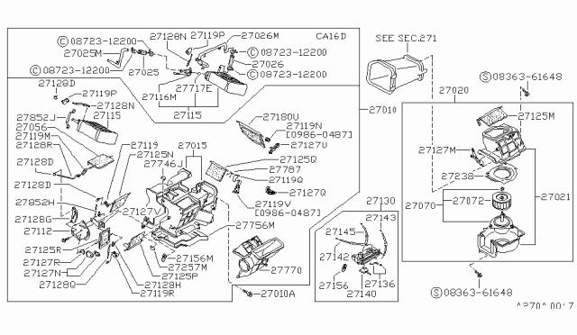 1988 Nissan Pulsar NX Lever Diagram for 27162-60A01