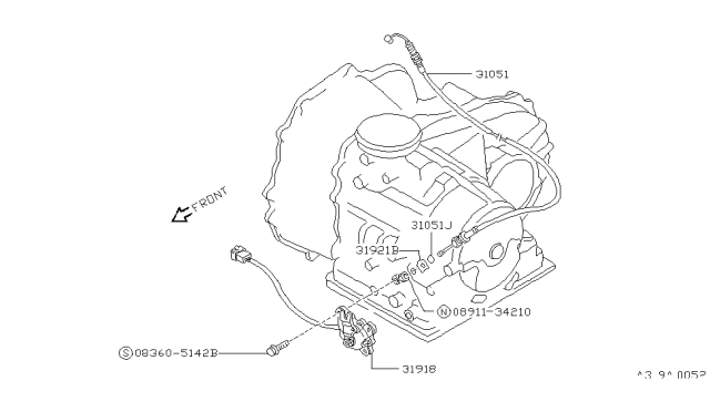 1990 Nissan Pulsar NX Wire Assy-Throttle Diagram for 31051-11X06