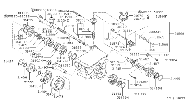 1990 Nissan Pulsar NX SHIM Adjust 1.3 Diagram for 31484-01X05