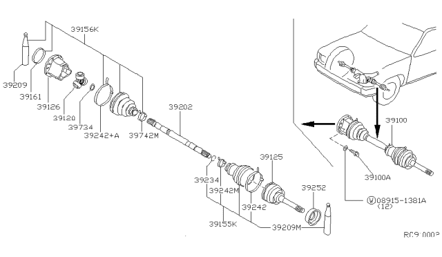 1998 Nissan Frontier Front Drive Shaft (FF) Diagram
