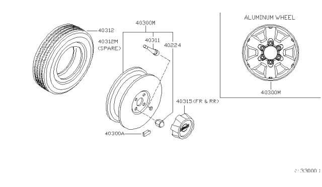 2003 Nissan Frontier Disc Wheel Cap Diagram for 40315-1Z800