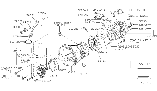1998 Nissan Frontier RETAINER - Bearing Diagram for 32139-56G00