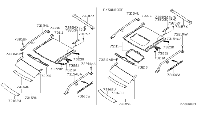 1999 Nissan Frontier Roof Panel & Fitting Diagram 3
