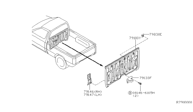 2000 Nissan Frontier Rear,Back Panel & Fitting Diagram 2