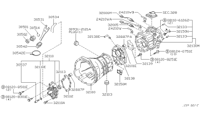 2001 Nissan Frontier Transmission Case & Clutch Release Diagram 5
