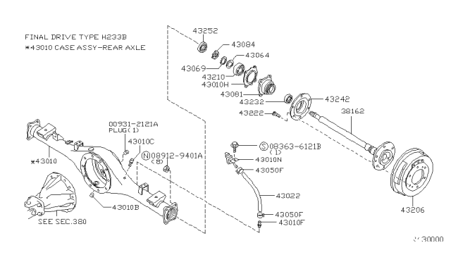 2002 Nissan Frontier Shaft Assy-Rear Axle Diagram for 38164-2Z560
