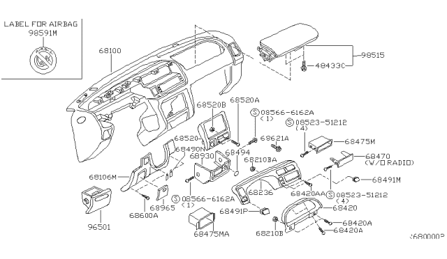 1999 Nissan Frontier Air Bag Assist Module Assembly Diagram for K8515-2S424