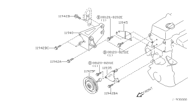 2001 Nissan Frontier Pulley Assy Diagram for 11945-3S510