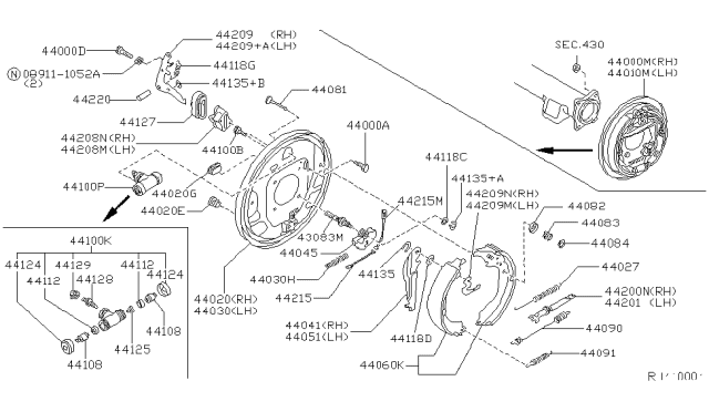 2000 Nissan Frontier Cylinder Rear Wheel Diagram for 44100-8Z500