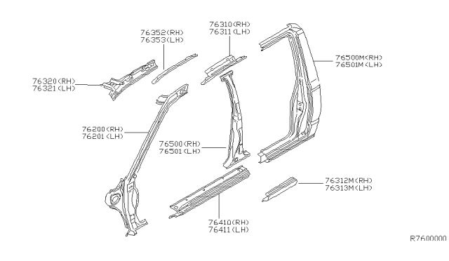 1999 Nissan Frontier Body Side Panel Diagram 2