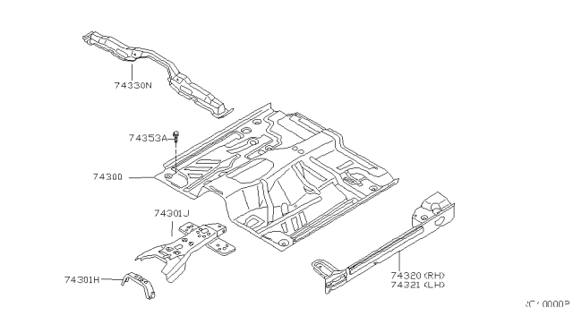 1998 Nissan Frontier Floor Panel Diagram 2
