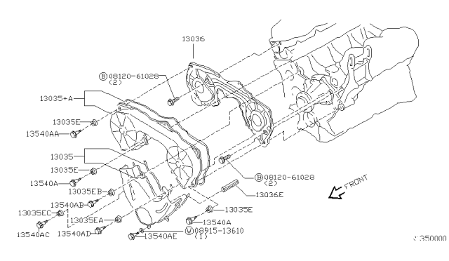 1999 Nissan Frontier Front Cover,Vacuum Pump & Fitting Diagram 2