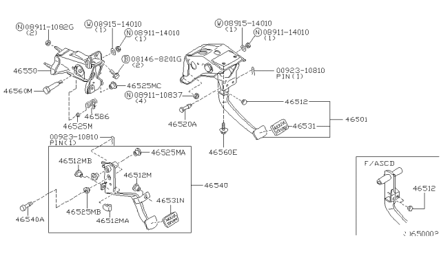 1998 Nissan Frontier Brake & Clutch Pedal Diagram 3