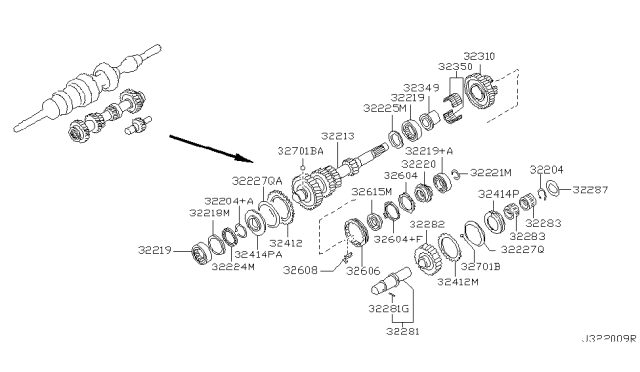 2003 Nissan Frontier Shaft-Reverse Idler Diagram for 32320-VB360