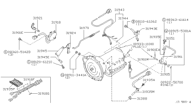 2003 Nissan Frontier Neutral Safety Switch Diagram for 31918-48X13