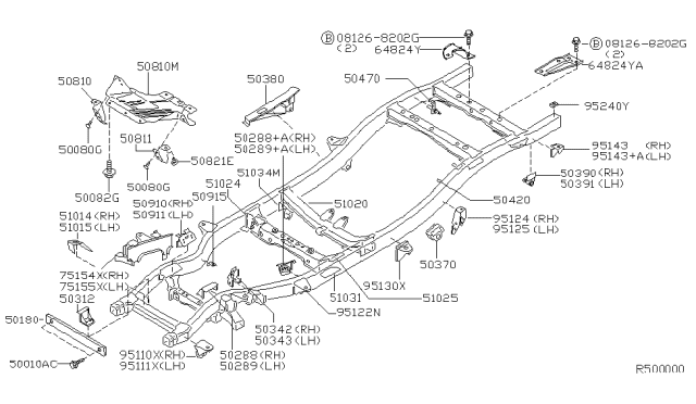 2001 Nissan Frontier Engine Mounting Bracket Assembly, Right Diagram for 50320-01G30