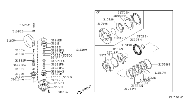 2004 Nissan Frontier Nut Diagram for 31365-41X00