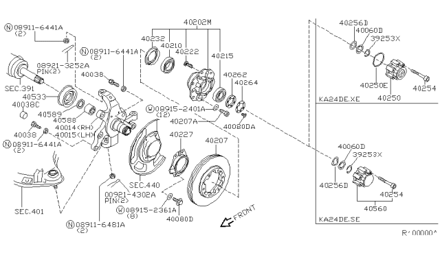 1999 Nissan Frontier Seal Grease Front Hub Diagram for 40232-8B500