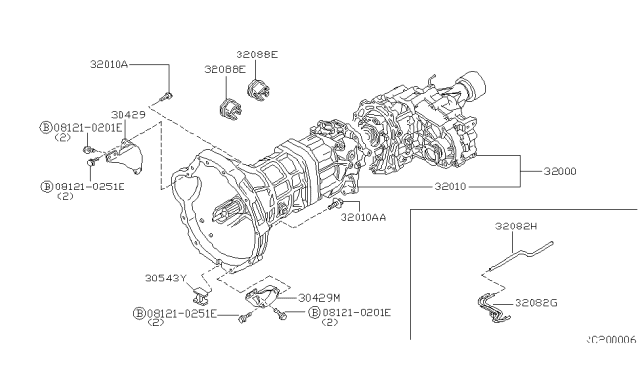 1998 Nissan Frontier Manual Transmission Diagram for 32010-4S100