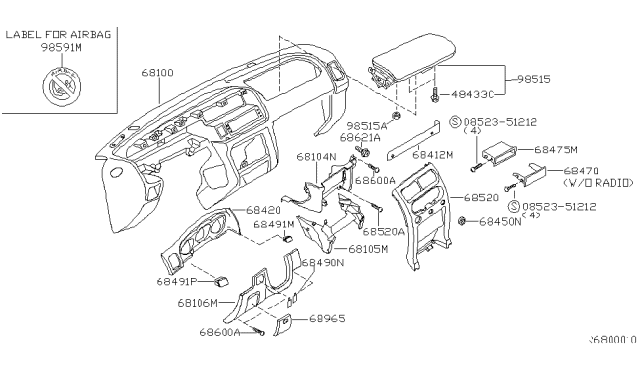 2004 Nissan Frontier Instrument Panel,Pad & Cluster Lid - Diagram 2
