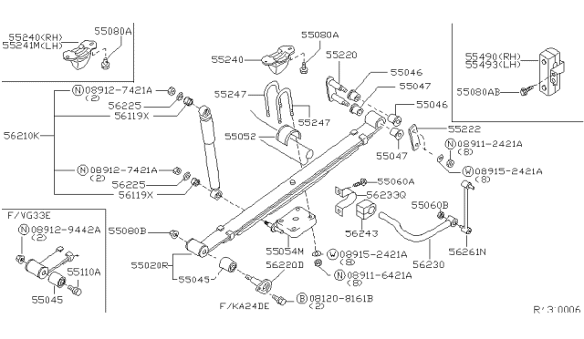 1999 Nissan Frontier Rear Spring Seat Assembly Lower Diagram for 55054-7Z001