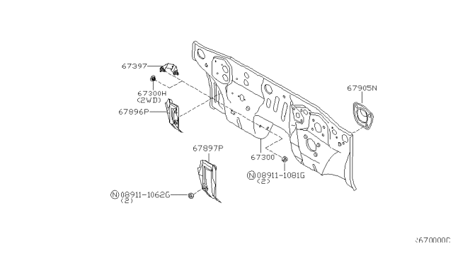 2003 Nissan Frontier Dash-Lower Diagram for 67300-8Z430