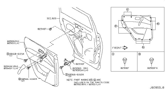 2017 Nissan Armada Rear Door Trimming Diagram