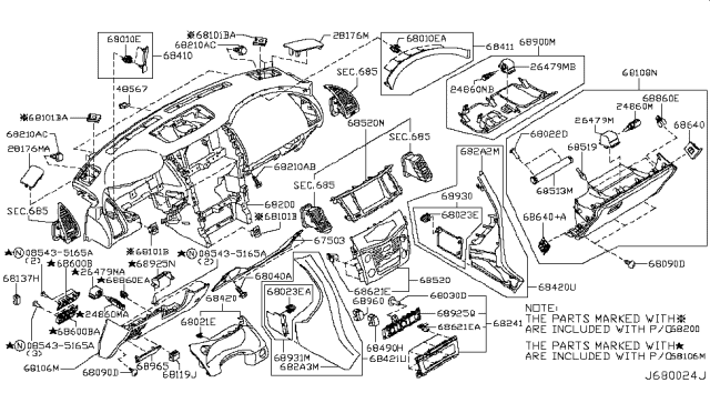 2017 Nissan Armada FINISHER-Instrument Center,RH Diagram for 68420-3ZE0B