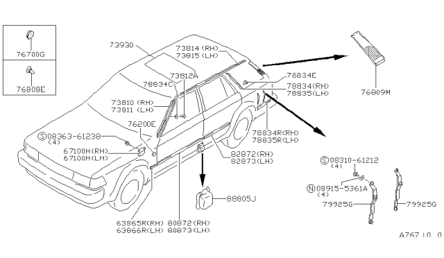 1987 Nissan Maxima Body Side Fitting Diagram 2
