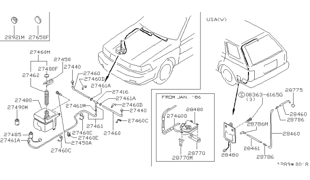 1988 Nissan Maxima Tank Assy-Windshield Washer Diagram for 28910-D4500