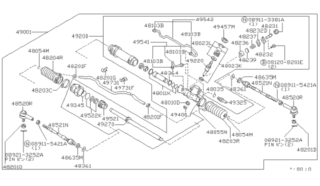 1988 Nissan Maxima Tube Assy-Cylinder Diagram for 49542-D4500