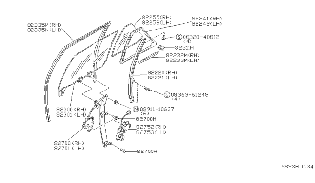 1987 Nissan Maxima WEATHERSTRIPRLH Diagram for 82273-01E00