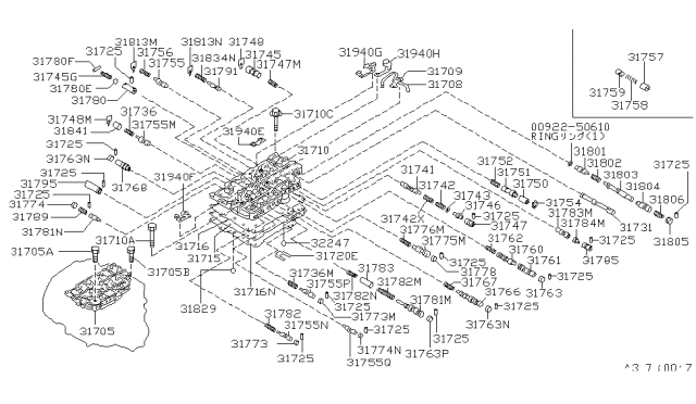 1988 Nissan Maxima Control Valve Assembly Diagram for 31705-22X63