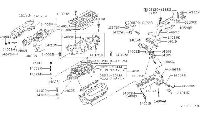 1988 Nissan Maxima Bolt Diagram for 14069-F6610