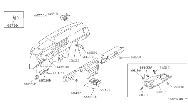 1986 Nissan Maxima VENTILATOR Assembly Side BRN Diagram for 68905-28E01