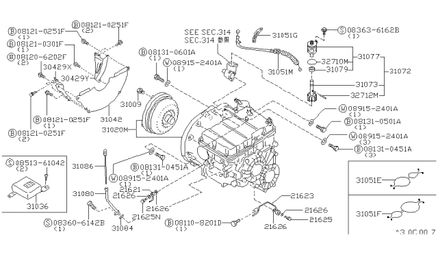 1987 Nissan Maxima GUSSET Engine Mounting Diagram for 31088-16E10