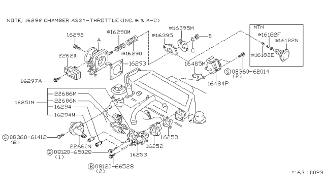 1987 Nissan Maxima SPACER-Idle Adjust Diagram for 16252-V6101