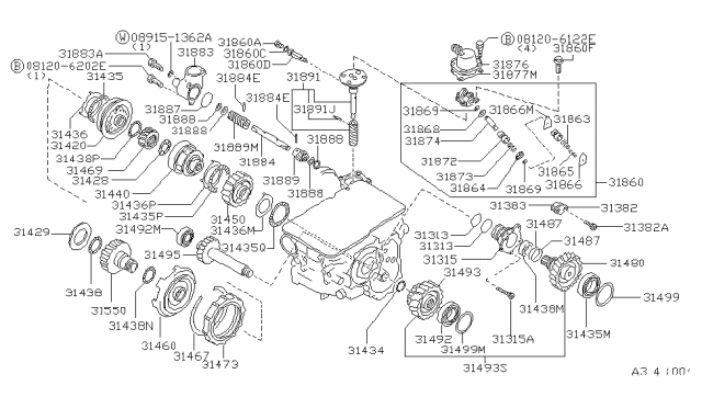 1985 Nissan Maxima Bearing Assembly Diagram for 31492-21X00