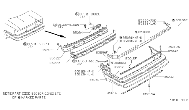 1987 Nissan Maxima Rear Bumper Diagram 2